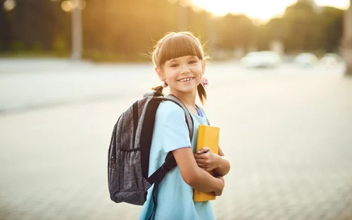 girl going to school